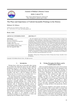 The Place and Importance of Turkish Incunable Printings in the History