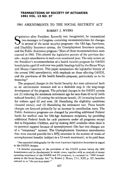 1961 Amendments to the Social Security Act