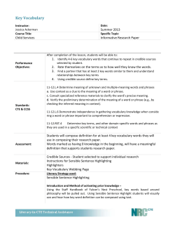 Key Vocabulary Words - Clackamas Career and Technical