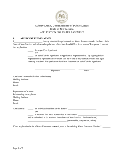Application for Water Easement
