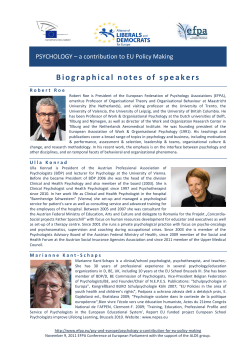 Biographies Psychology Conference Nov 2011 at EP Brussels