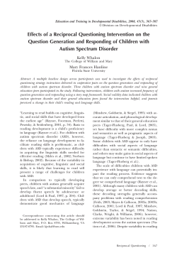 Effects of a Reciprocal Questioning Intervention on the - CEC-DADD
