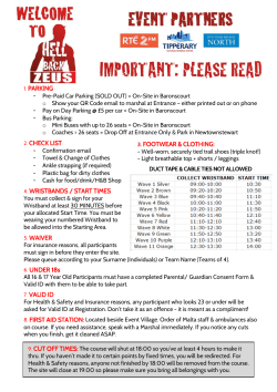 1. PARKING 2. CHECK LIST 4. WRISTBANDS / START TIMES 5