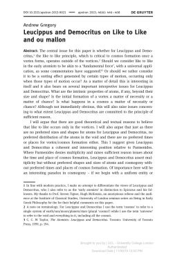 Leucippus and Democritus on Like to Like and ou mallon