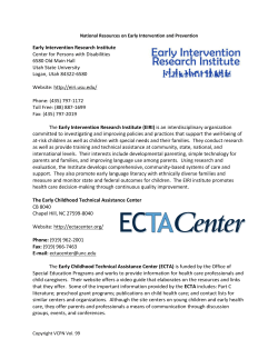 Early Intervention Research Institute Center for Persons with