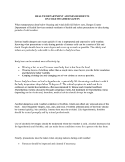 Cold Weather Safety Advisory