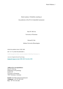 Match Madness, 1 Match madness: Probability matching in the