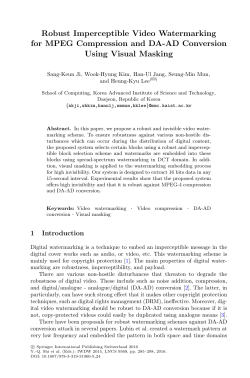 Robust Imperceptible Video Watermarking for MPEG Compression