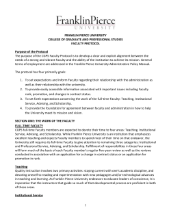 1 FRANKLIN PIERCE UNIVERSITY COLLEGE OF
