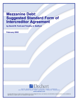 Mezzanine Debt: Suggested Standard Form of Intercreditor Agreement