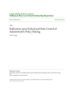 Reflections upon Federal and State Control of Administrative Policy