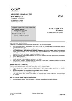 Question paper - Unit 4732/01 - Probability and statistics 1