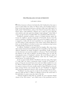 old frankland: a case of identity