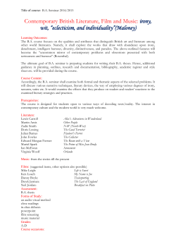 Contemporary British Literature, Film and Music: irony, wit