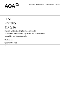 GCSE History Specimen mark scheme Paper 1A