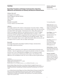 Knowledge Translation and Strategic Communications: Unpacking D