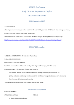 Draft programme - Centre for Early Christian Studies