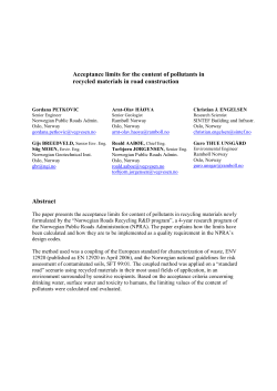 Acceptance limits for the content of pollutants in recycled materials