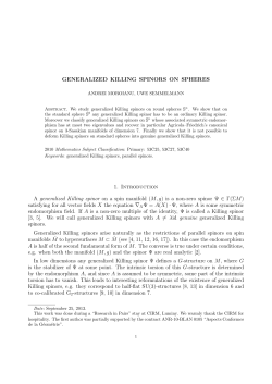 GENERALIZED KILLING SPINORS ON SPHERES 1. Introduction A
