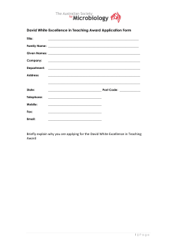 David White Excellence in Teaching Award Application Form Briefly