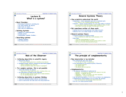 General Systems Theory - Department of Computer Science