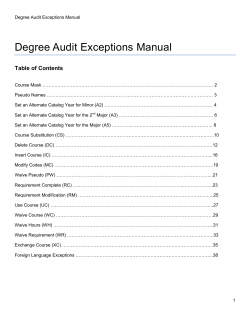 Degree Audit Exceptions Manual
