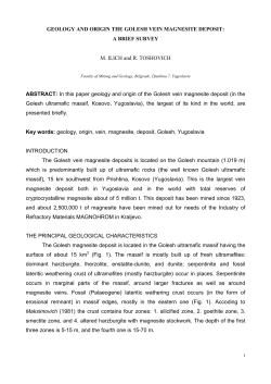 geology and origin the golesh vein magnesite deposit
