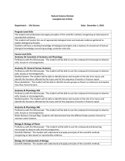 Natural Science Division Complete Set of SLOs Department : Life