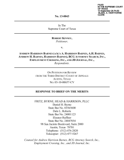 No. 13-0043 In The Supreme Court of Texas Petitioner, v
