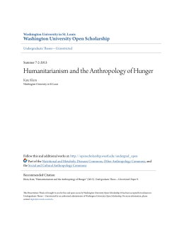 Humanitarianism and the Anthropology of Hunger