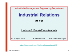 IM111_Lec-6 Break-even Analysis