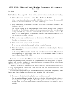 MTH 6610 - History of Math Reading Assignment #5