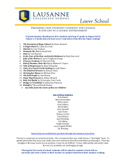 4th grade Summer Reading List (For students entering 4th grade in