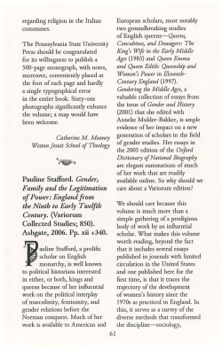 Pauline Stafford, Gender, Family and the Legitimation of Power