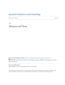 Abstracts and Notes - Northwestern University School of Law