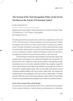 The System of the Nazi Occupation Policy in the Soviet Territoryas
