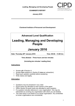 Leading, Managing and Developing People, January 2016