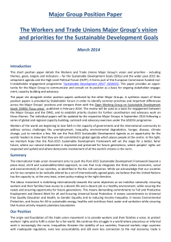Major Group Position Paper The Workers and Trade Unions Major
