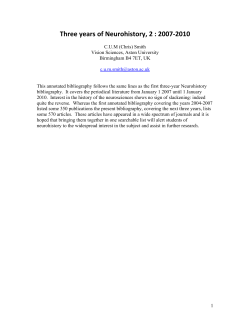 Three years of Neurohistory, 2 : 2007-2010