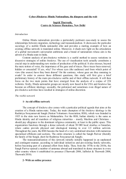 Cyber- Hindutva : Hindu Nationalism, the diaspora and the web