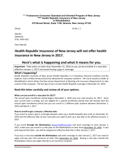 Health Republic Insurance of New Jersey will not offer health