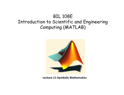 BIL 108E Introduction to S cientific and Engineering Com