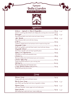 Dinner Menu - Namaste India Garden