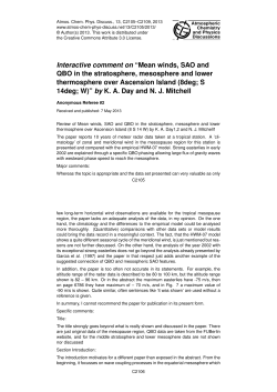 Interactive comment on &ldquo;Mean winds, SAO and QBO in the