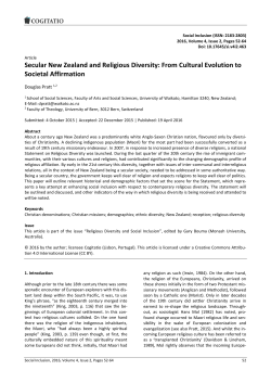 Secular New Zealand and Religious Diversity