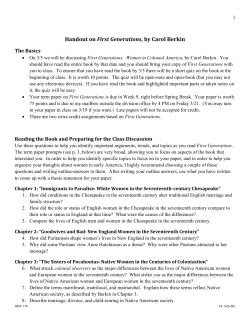 Handout on First Generations