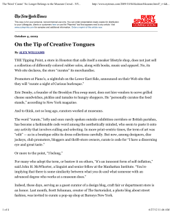 The Word `Curate` No Longer Belongs to the Museum Crowd