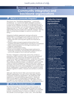 Community integrators and backbone organizations