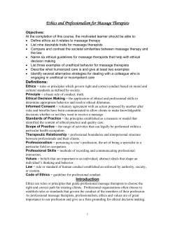 Ethics and Professionalism for Massage Therapists