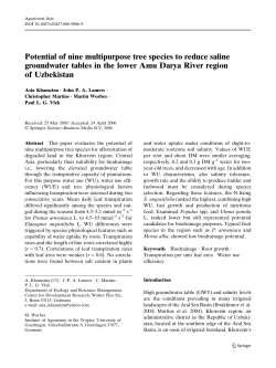Potential of nine multipurpose tree species to reduce saline